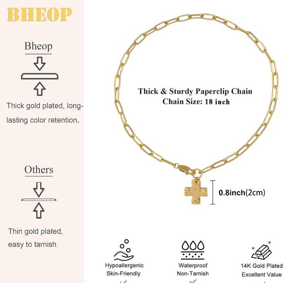 Chunky Cross Necklace Gold Silver Layered Statement Pendant Jewelry - Picture 5 of 9